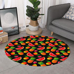 Mix Fruit Pineapple Pattern Print Round Rug