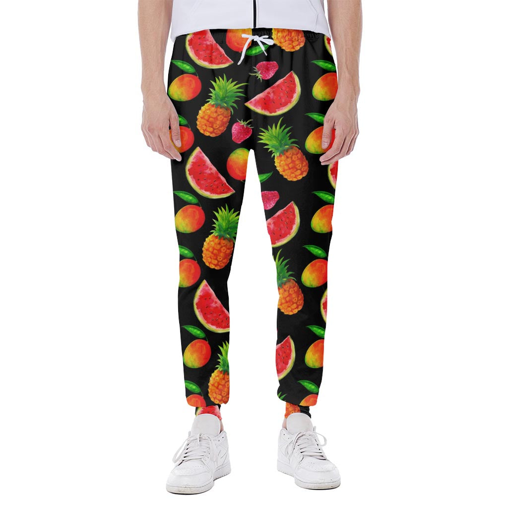 Mix Fruit Pineapple Pattern Print Scuba Joggers