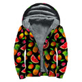 Mix Fruit Pineapple Pattern Print Sherpa Lined Zip Up Hoodie