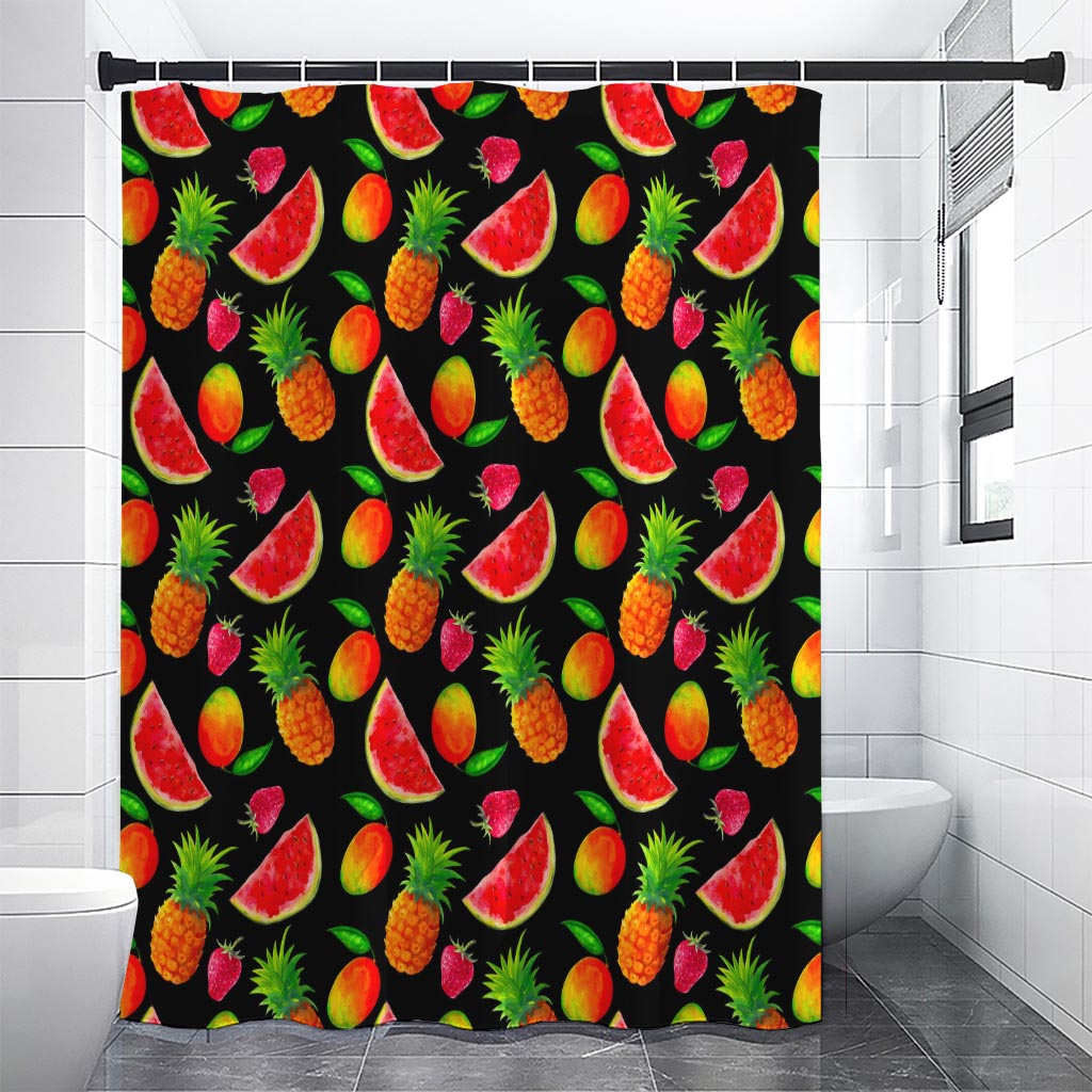 Mix Fruit Pineapple Pattern Print Shower Curtain