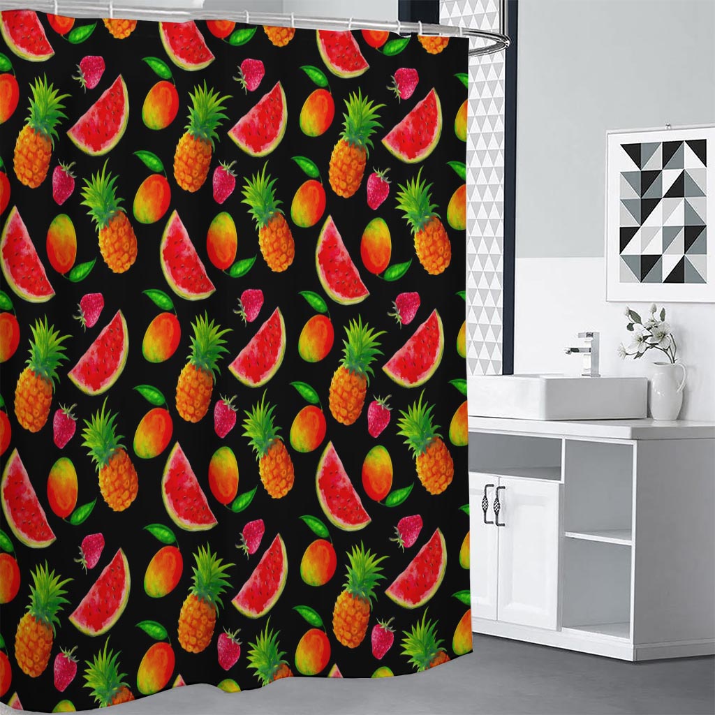 Mix Fruit Pineapple Pattern Print Shower Curtain