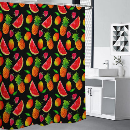 Mix Fruit Pineapple Pattern Print Shower Curtain