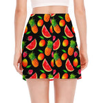 Mix Fruit Pineapple Pattern Print Side Slit Mini Skirt