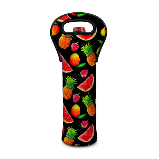 Mix Fruit Pineapple Pattern Print Single Neoprene Wine Tote