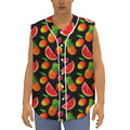 Mix Fruit Pineapple Pattern Print Sleeveless Baseball Jersey