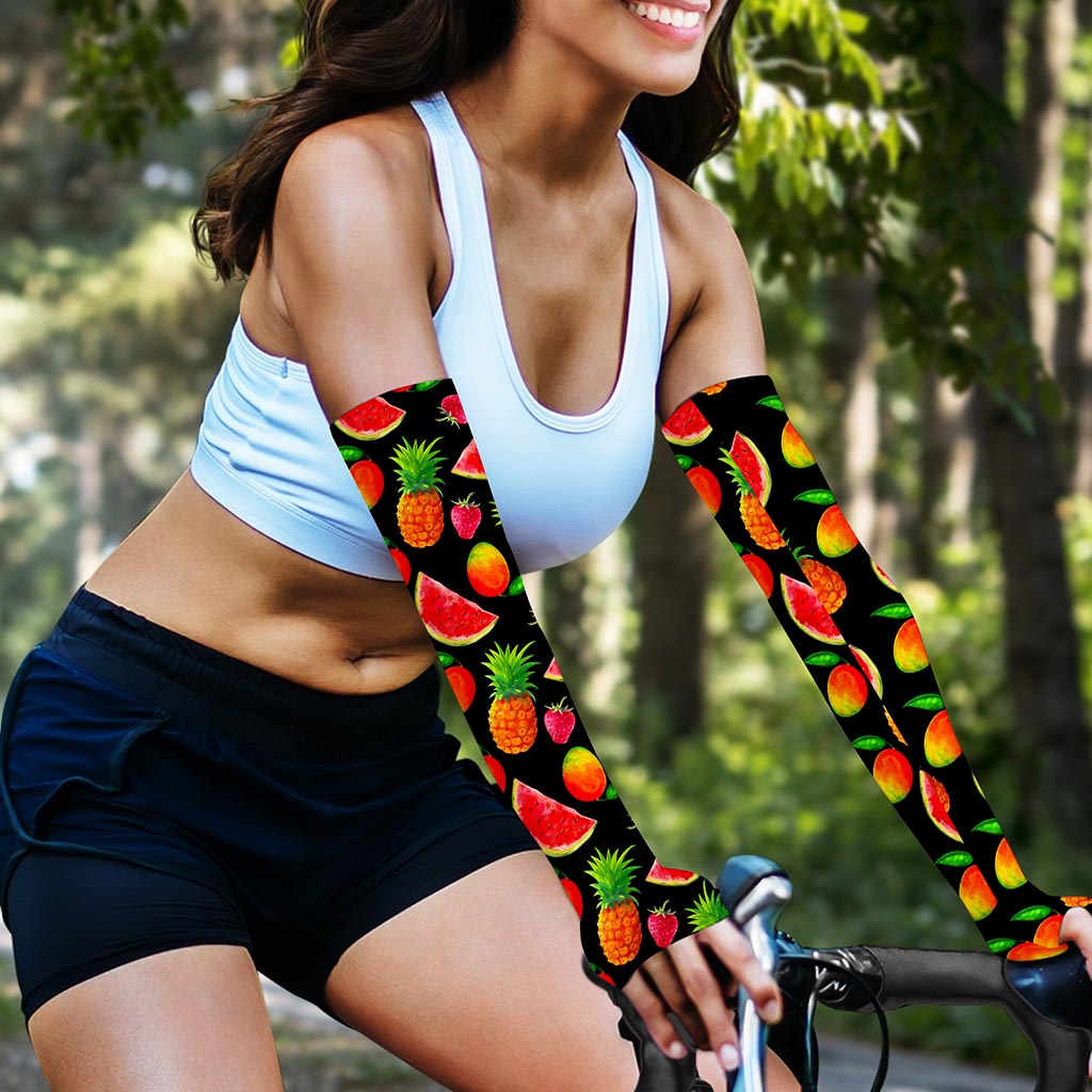 Mix Fruit Pineapple Pattern Print Sun Protection Arm Sleeves