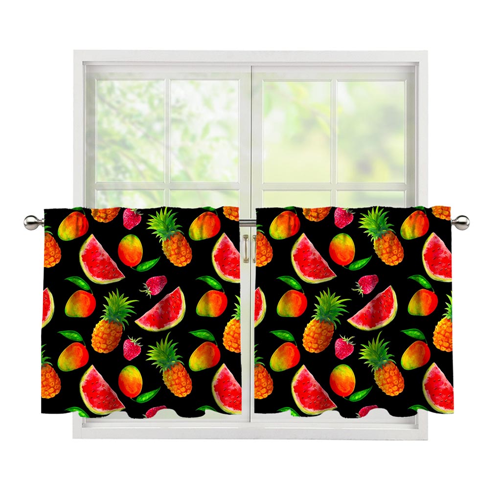 Mix Fruit Pineapple Pattern Print Tier Curtains