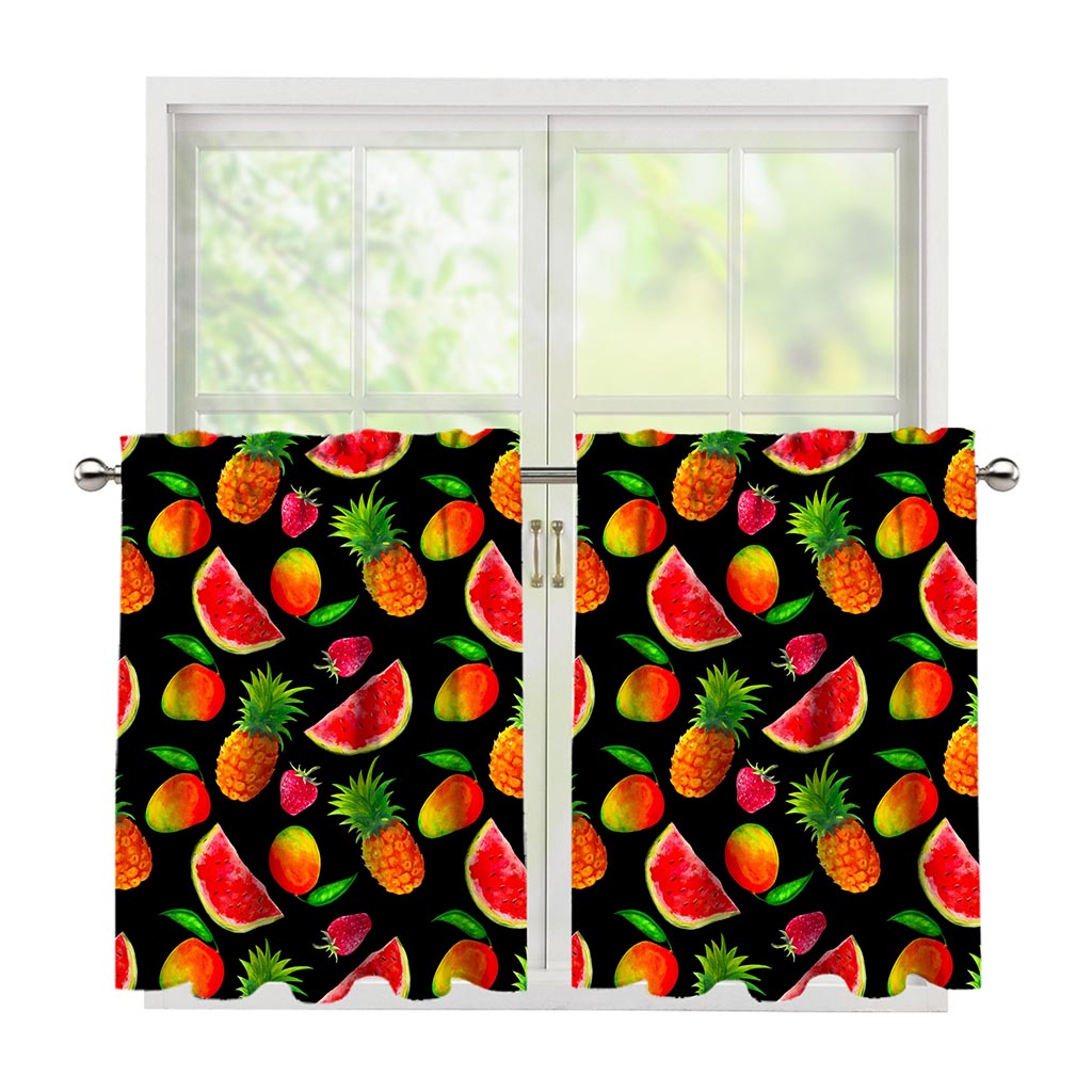 Mix Fruit Pineapple Pattern Print Tier Curtains