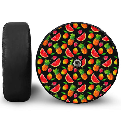 Mix Fruit Pineapple Pattern Print Tire Cover With Camera Hole