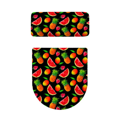 Mix Fruit Pineapple Pattern Print Toilet Lid And Tank Cover Set