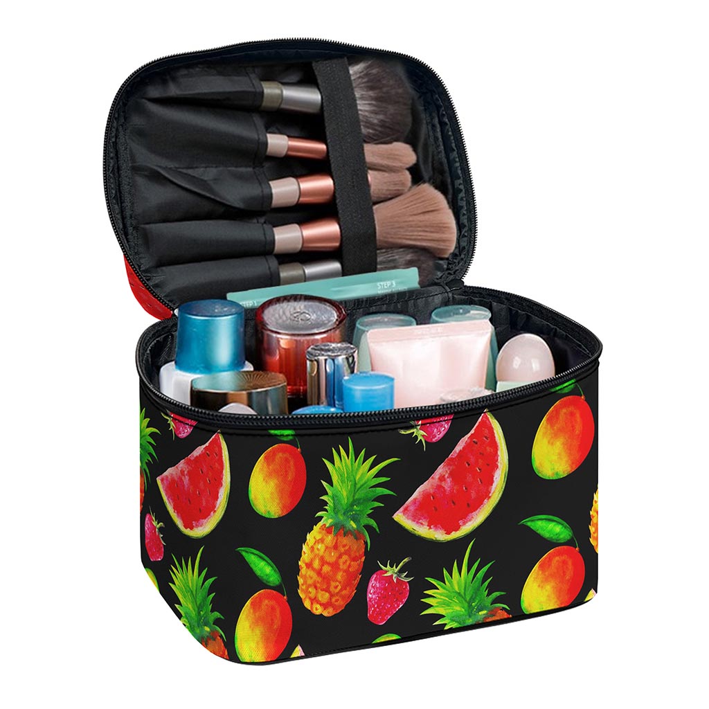 Mix Fruit Pineapple Pattern Print Travel Makeup Bag
