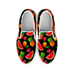 Mix Fruit Pineapple Pattern Print White Slip On Sneakers