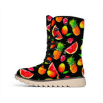 Mix Fruit Pineapple Pattern Print Winter Boots