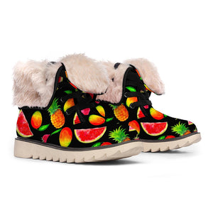 Mix Fruit Pineapple Pattern Print Winter Boots