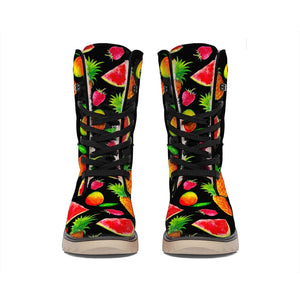 Mix Fruit Pineapple Pattern Print Winter Boots