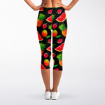 Mix Fruit Pineapple Pattern Print Women's Capri Leggings