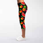 Mix Fruit Pineapple Pattern Print Women's Capri Leggings