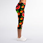 Mix Fruit Pineapple Pattern Print Women's Capri Leggings