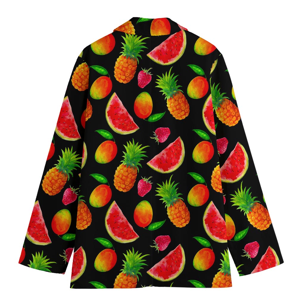 Mix Fruit Pineapple Pattern Print Women's Cotton Blazer