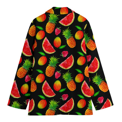 Mix Fruit Pineapple Pattern Print Women's Cotton Blazer