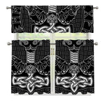 Mjolnir And Scandinavian Runes Print 3 Piece Kitchen Curtains