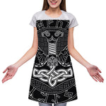 Mjolnir And Scandinavian Runes Print Adjustable Apron