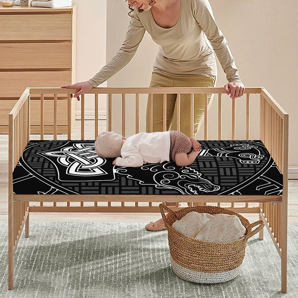 Mjolnir And Scandinavian Runes Print Baby Crib Sheet