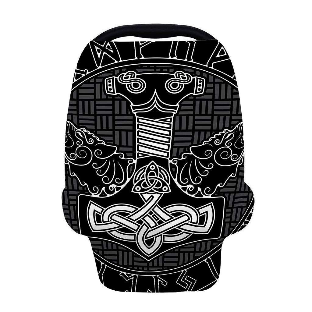 Mjolnir And Scandinavian Runes Print Baby Seat Cover