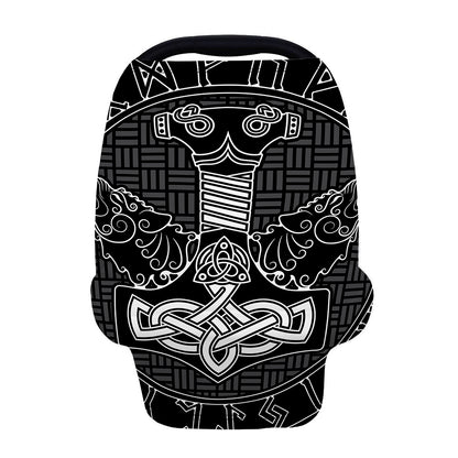 Mjolnir And Scandinavian Runes Print Baby Seat Cover