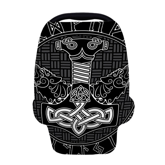 Mjolnir And Scandinavian Runes Print Baby Seat Cover