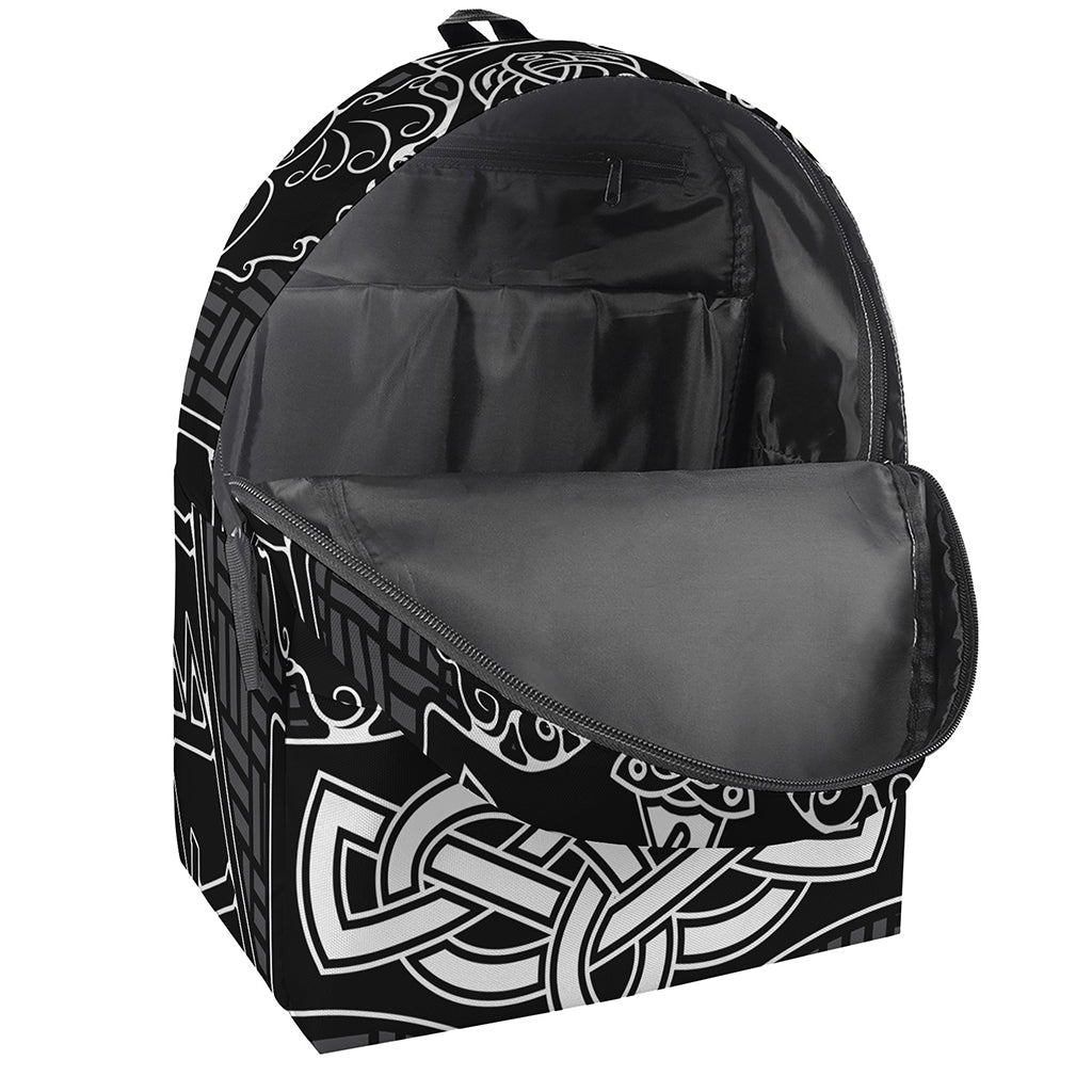 Mjolnir And Scandinavian Runes Print Backpack