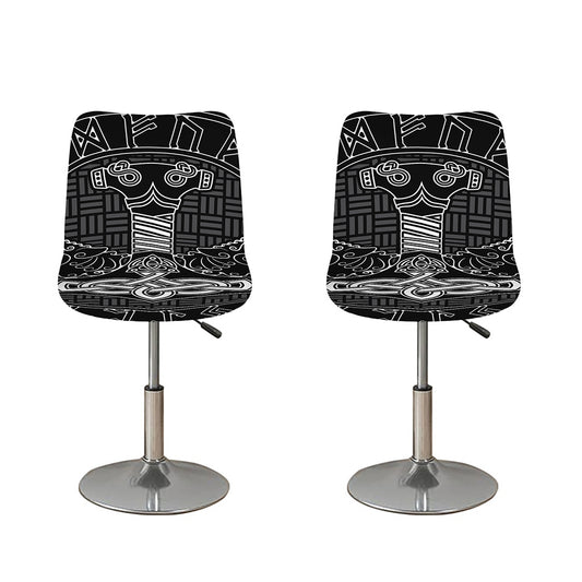 Mjolnir And Scandinavian Runes Print Bar Stool Covers