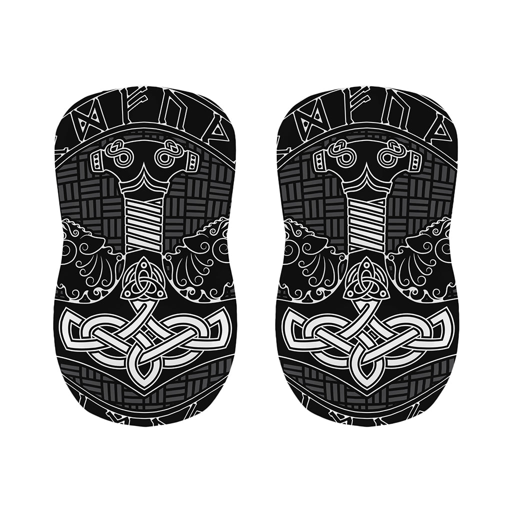 Mjolnir And Scandinavian Runes Print Bar Stool Covers