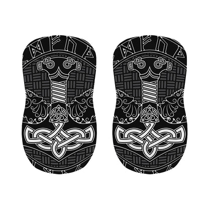 Mjolnir And Scandinavian Runes Print Bar Stool Covers