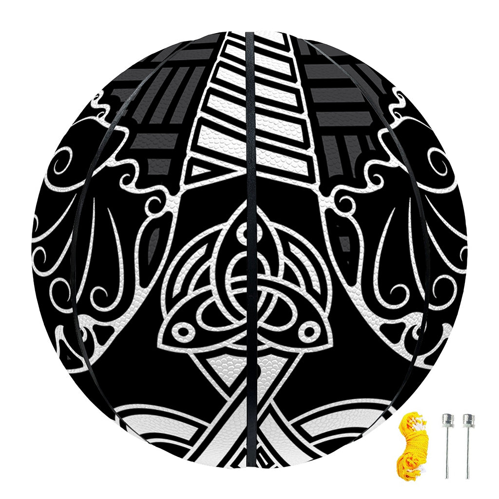 Mjolnir And Scandinavian Runes Print Basketball
