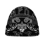 Mjolnir And Scandinavian Runes Print Beanie