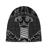 Mjolnir And Scandinavian Runes Print Beanie