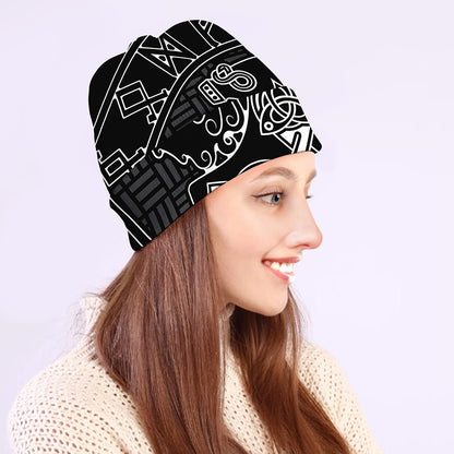 Mjolnir And Scandinavian Runes Print Beanie