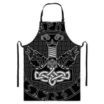 Mjolnir And Scandinavian Runes Print Bib Apron With Pocket