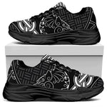 Mjolnir And Scandinavian Runes Print Black Chunky Shoes