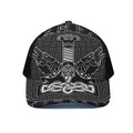 Mjolnir And Scandinavian Runes Print Black Mesh Trucker Hat