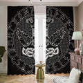 Mjolnir And Scandinavian Runes Print Dimout Pencil Pleat Curtains