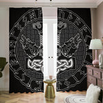 Mjolnir And Scandinavian Runes Print Blackout Pencil Pleat Curtains