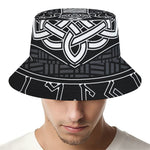Mjolnir And Scandinavian Runes Print Bucket Hat