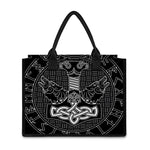 Mjolnir And Scandinavian Runes Print Canvas Tote Bag