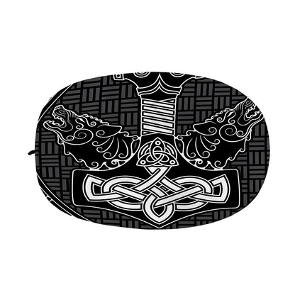 Mjolnir And Scandinavian Runes Print Car Side Mirror Covers