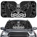 Mjolnir And Scandinavian Runes Print Car Windshield Sun Shade
