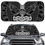 Mjolnir And Scandinavian Runes Print Car Windshield Sun Shade