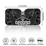 Mjolnir And Scandinavian Runes Print Car Windshield Sun Shade