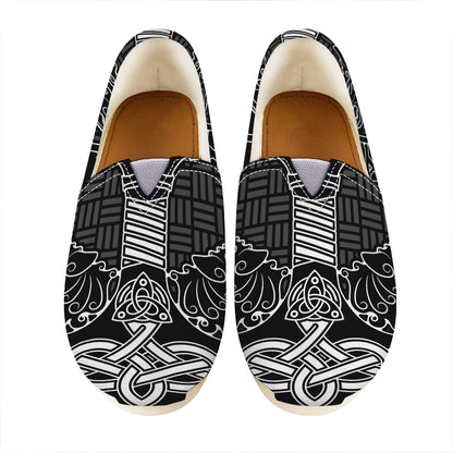 Mjolnir And Scandinavian Runes Print Casual Shoes